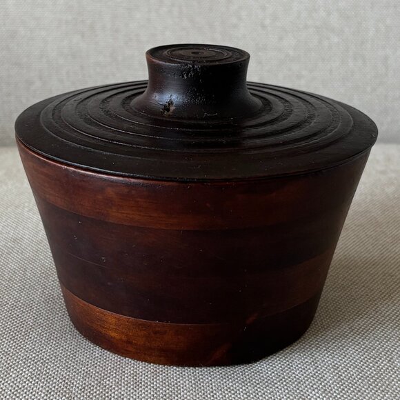 Covered Wooden Bowl Hand Turned Studio Art - Picture 3 of 11